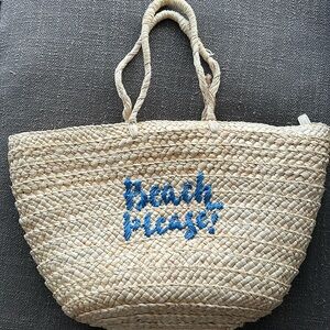 Beach please straw beach bag